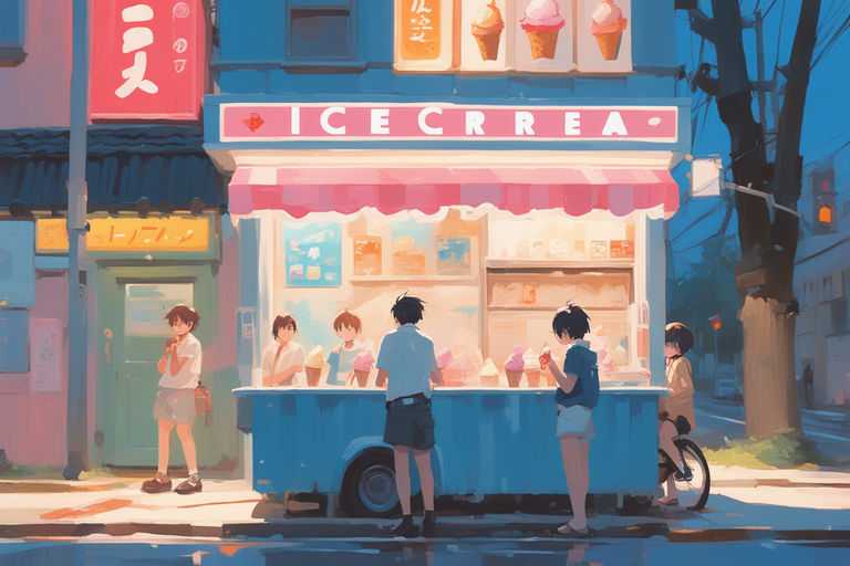 anime styled street ice cream shop  