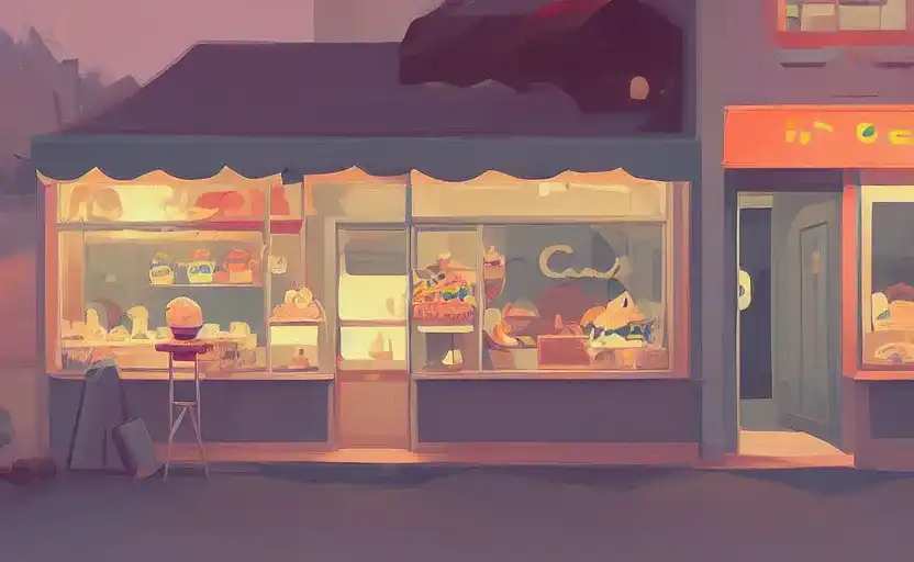 anime styled ice cream shop from outside